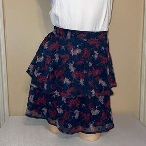 Sadie & Sage Women’s skirt medium blue purple mini tiers twilight pull on NWT